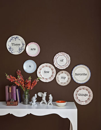 white plates for brown Wall Decor