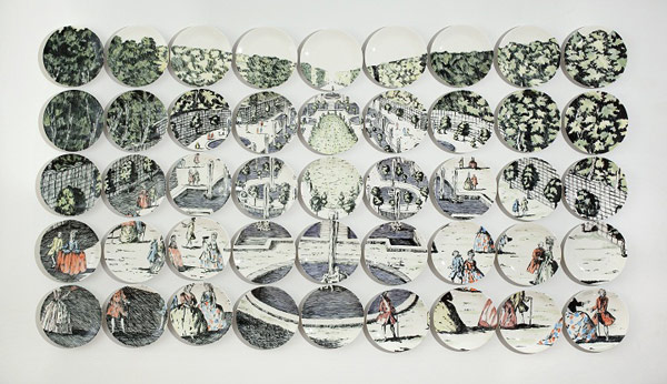 unique painting on white ceramic plates
