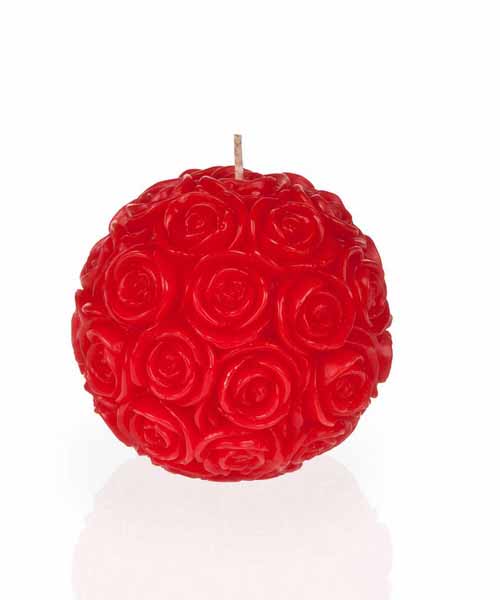 red flower shaped candle