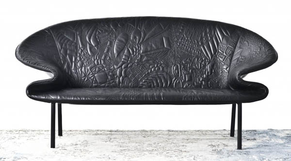 black leather sofa