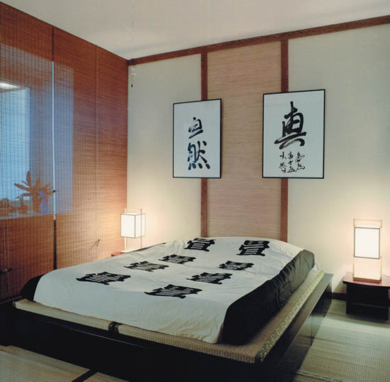 oriental bedroom decor with law bedside tables