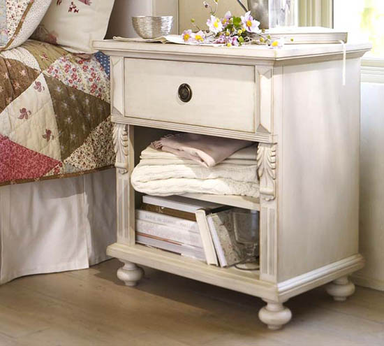 traditional pine bedside table painted white