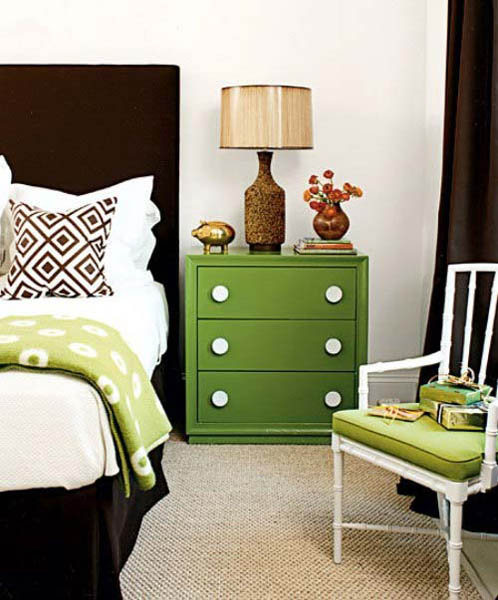 green nightstand with drawers