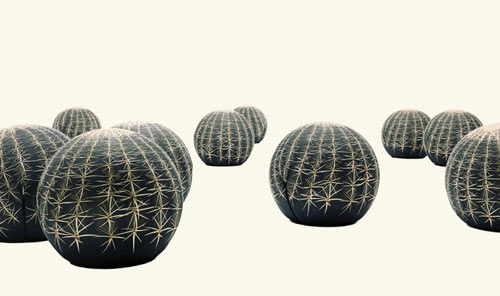 footrest with cactus fabric print
