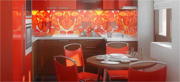 Fruits images and glass wall panels for the kitchen decoration