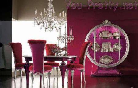 pink color for the walls and furniture upholstery