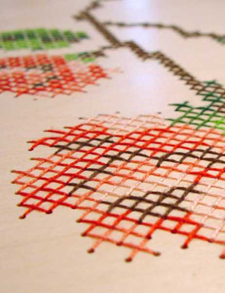 Cross stitch wood surface, craft ideas