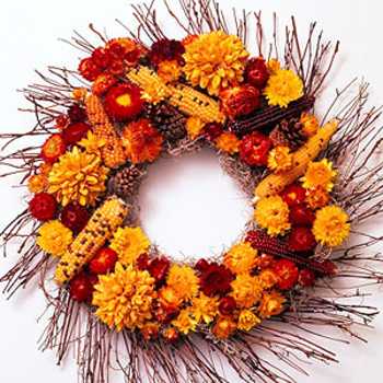  yellow mums wreath for fall decorating 