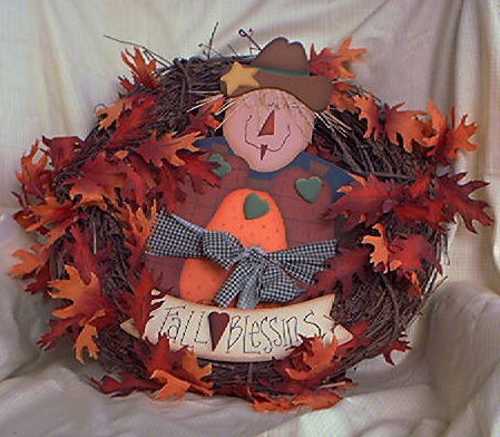  Autumn wreath with fall leaves > 