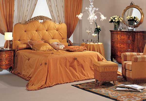 bedroom furniture and bedding fabrics in brown colors