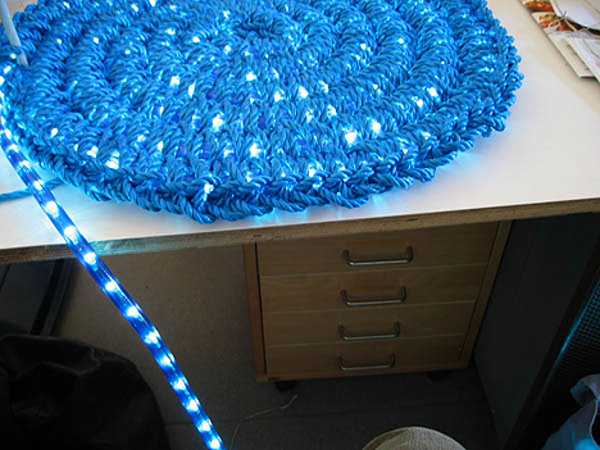  crocheted night light in the blue color 