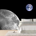 bedroom decor with modern wall mural and moon images