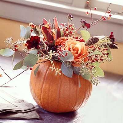 Pumpkin with flower arrangement