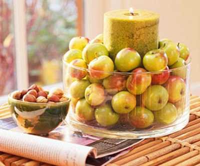 candle table centerpiece ideas with apples