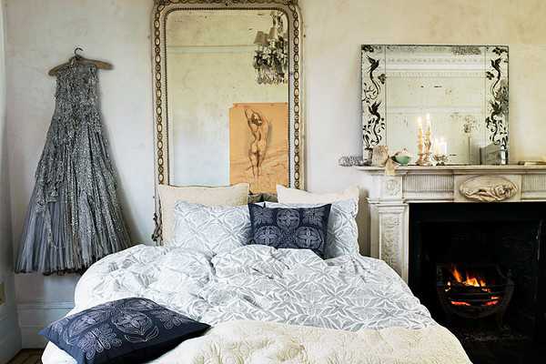 antique fireplace and painting frames