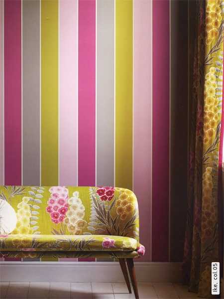 pink and green wallpaper with stripes