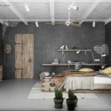 gray color and old wood for interior design