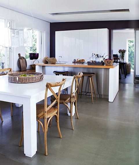 white painted wood dining table and chairs for dining