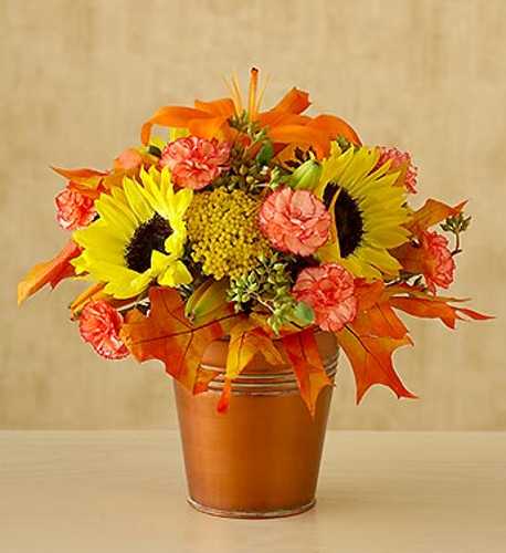 fall flower arrangement with Sunflowers