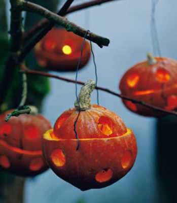 hanging Mini pumpkin lights