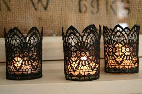 decorated with lace candles for Halloween Party
