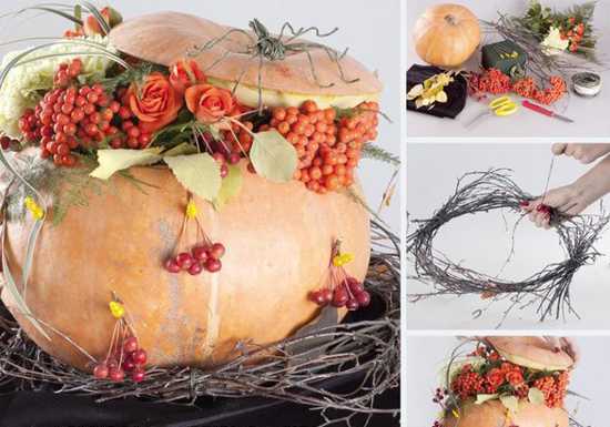 Pumpkin Vase with Roses