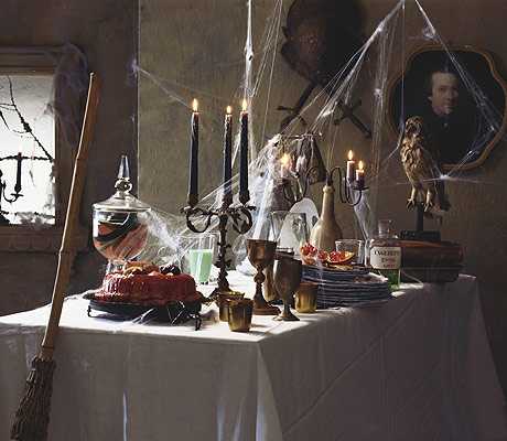 Halloween party decorations, witches 'broom and black candles