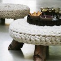 ottoman with knitted cushions