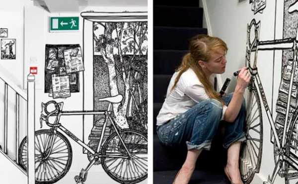 Bike and drawings window
