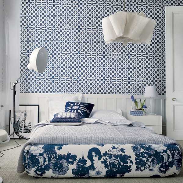 white and blue colors for bedroom decorating