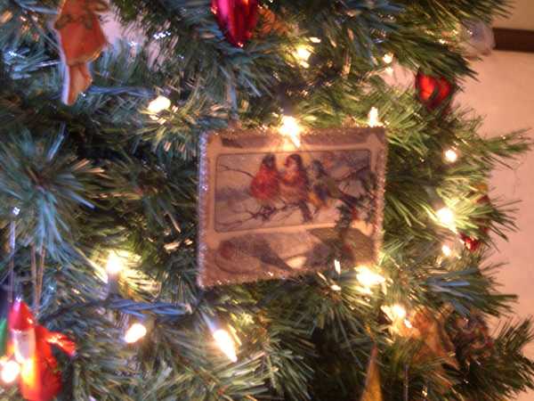 Christmas tree decoration with Christmas Cards