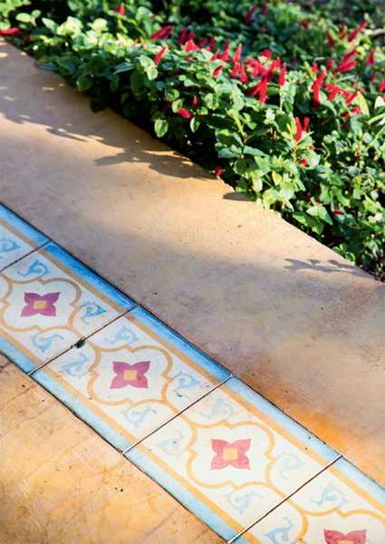 hand painted tiles for terrace decorate
