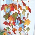 window decoration with fall leaves