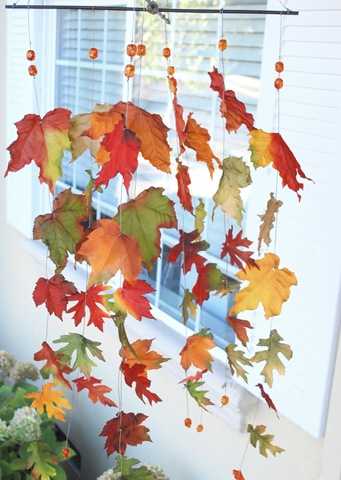 window decoration with autumn leaves