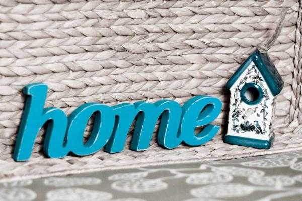  turquoise blue painted wooden letters, the home 