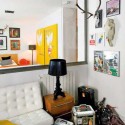 yellow wall decorating art for little apartment