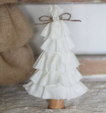 white christmas tree made with fabric