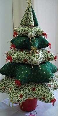 small pillows christmas tree in green colors