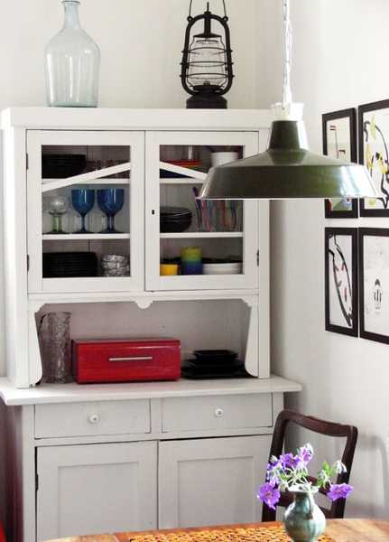 white kitchen cabinets and vintage decor