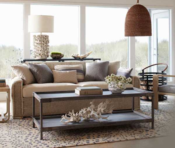 Living room furniture and lampshade made of rattan and hardwood