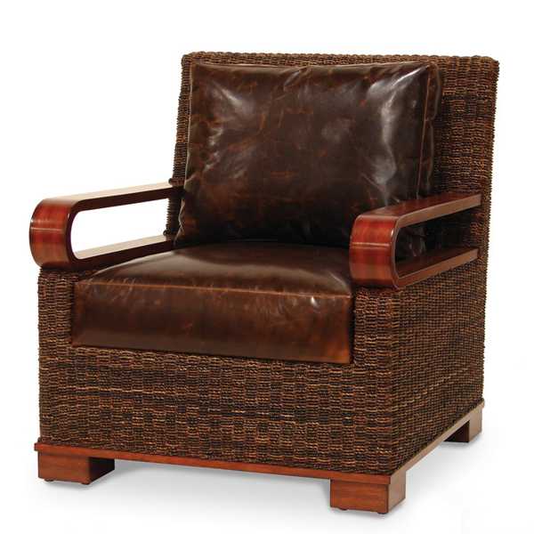 rattan chair with soft leather cushions