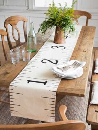 tapeline table runner in black and white