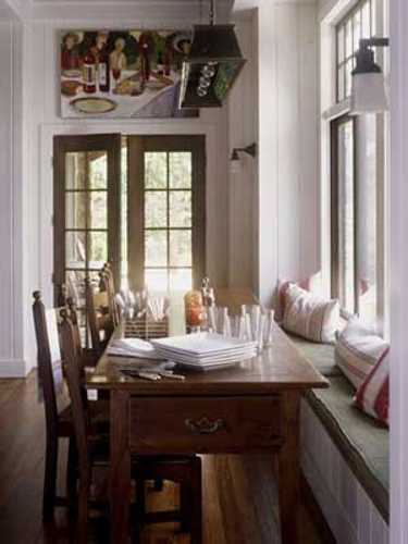 Dining Room Decorating with window sill cushion