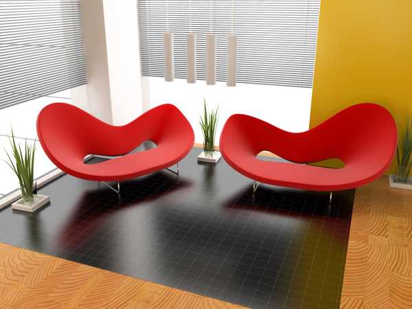 red chairs and yellow wall