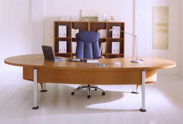 modern office interior design with blue leather armchair