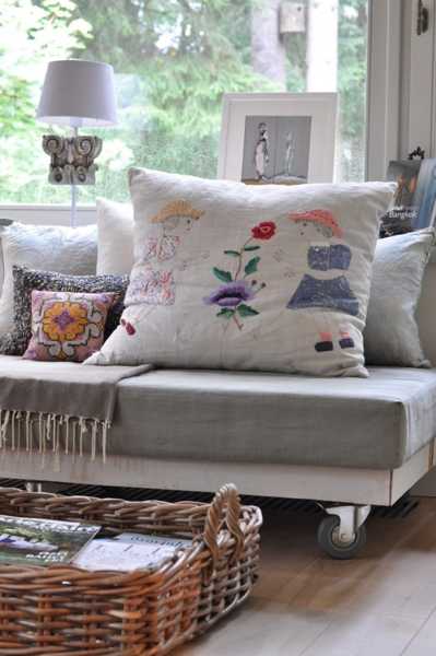 decorative pillows with handmade embroidery