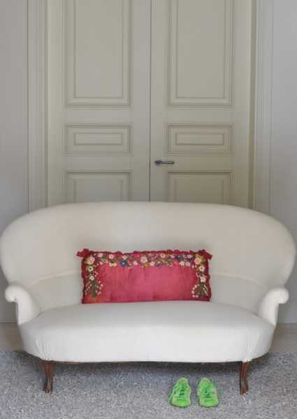 sofa cushion with handmade embroideries