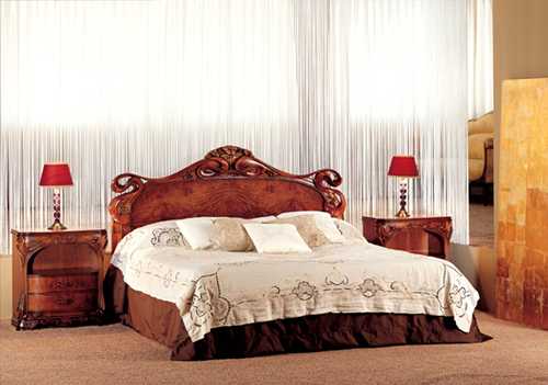 bedroom furniture with carved wood details