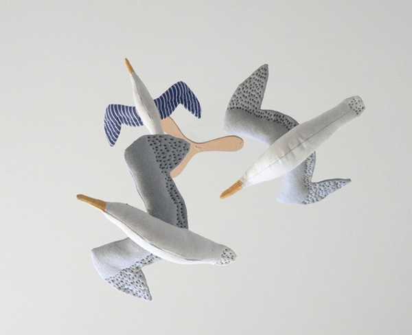 baby room ideas, cotton seagulls birds decorations