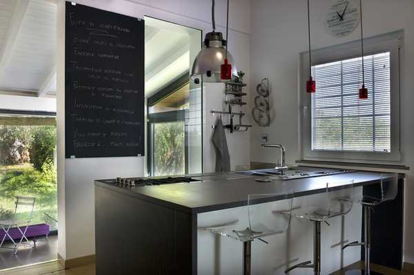 Italian kitchen design with blackboard on the wall